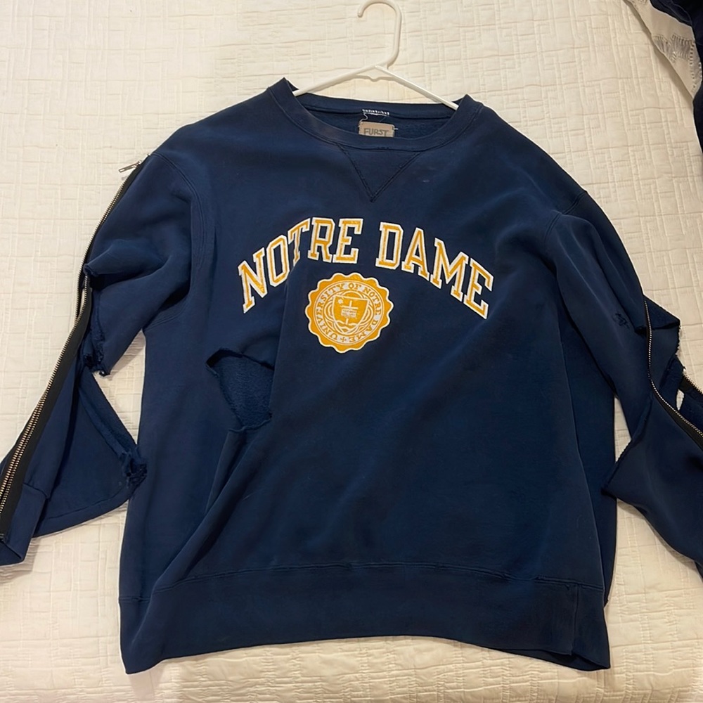furst of a kind handmade “Notre Dame” shirt/pull over!